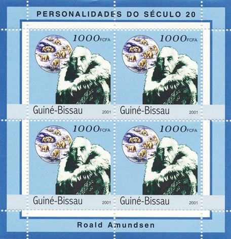 Roald Amundsen    4 x 1000 FCFA - Issue of Guinée-Bissau postage stamps