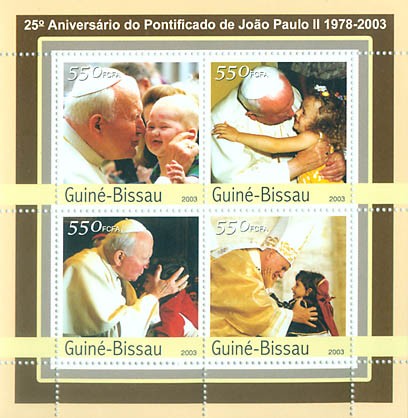25th Anniversary of Pope  4 x 550 FCFA - Issue of Guinée-Bissau postage stamps