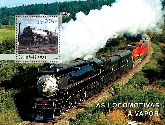 Steam Trains s/s 3500 - Issue of Guinée-Bissau postage stamps