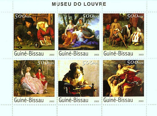 Museum of LOUVRE 6v x 500 FCFA - Issue of Guinée-Bissau postage stamps