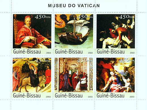 Art from Museum of Vatican 6v x 450 FCFA - Issue of Guinée-Bissau postage stamps