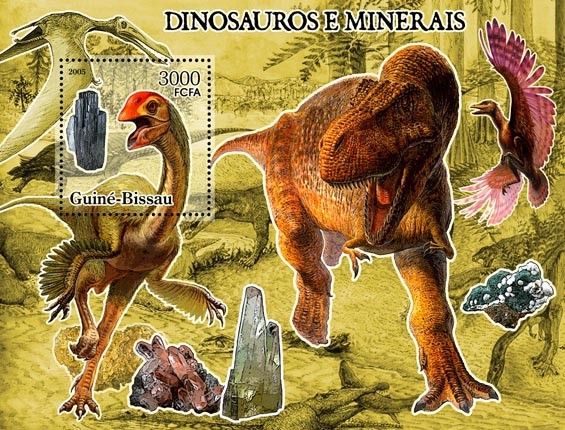 Dinosaurs & Minerals  S/s 3000 - Issue of Guinée-Bissau postage stamps