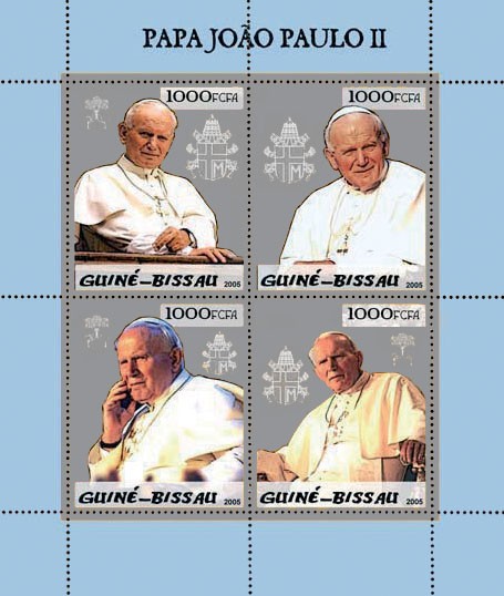 Pope John Paul II - I 4v x 1000 - Issue of Guinée-Bissau postage stamps