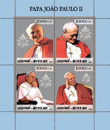Pope John Paul II - II 4v x 1000 - Issue of Guinée-Bissau postage stamps