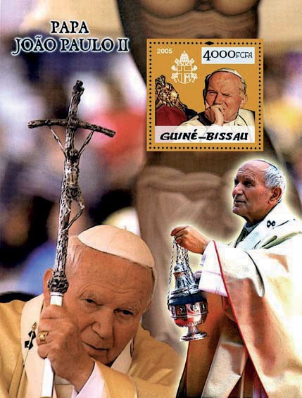 Pope John Paul II - II S/s 4000 - Issue of Guinée-Bissau postage stamps