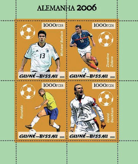 Football Germany 2006 4v x 1000 - Issue of Guinée-Bissau postage stamps