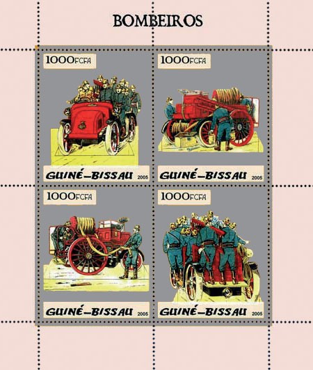 Fire Engines (Pompiers) 4v x 1000 - Issue of Guinée-Bissau postage stamps