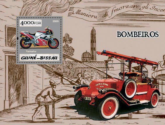 Fire Engines (Pompiers) S/s 4000 - Issue of Guinée-Bissau postage stamps