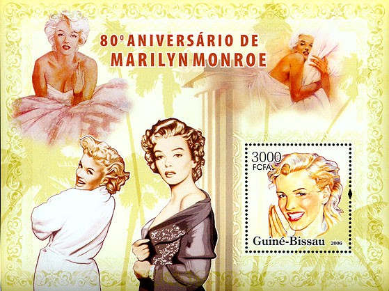 80th Anniversary Marilyn Monroe s/s - Issue of Guinée-Bissau postage stamps