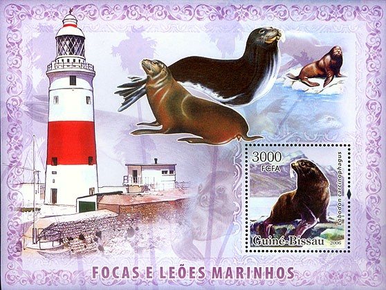 Seals, sea lions & lighthouses S/s 3000 - Issue of Guinée-Bissau postage stamps
