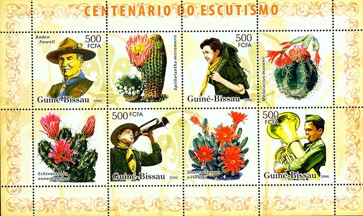 Centenary Scouts, cactus 4v x 500 - Issue of Guinée-Bissau postage stamps