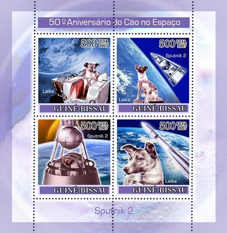 Dog in Space / Sputnik II 4v x 500 - Issue of Guinée-Bissau postage stamps
