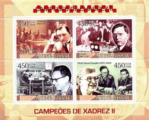 Chess Champions II (Alekhine, Euwe, Botvinnik, Smyslov) - Issue of Guinée-Bissau postage stamps