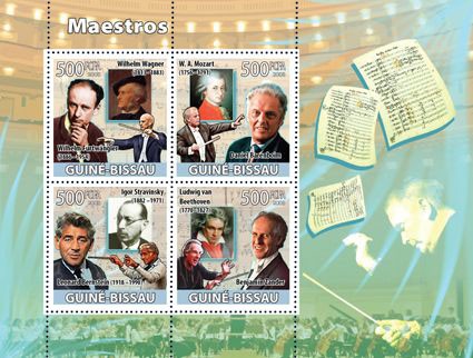 Composers - Issue of Guinée-Bissau postage stamps