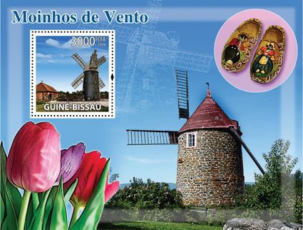 Windmills, tulips - Issue of Guinée-Bissau postage stamps