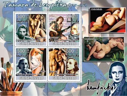 Paintings-nudes of Tamara de Lempicka - Issue of Guinée-Bissau postage stamps