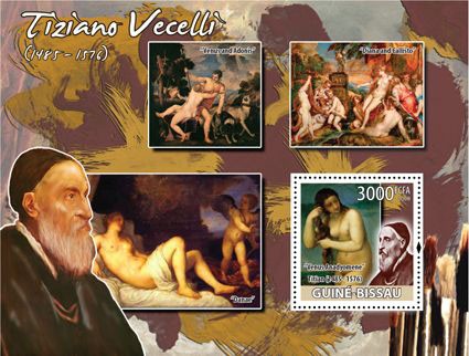 Paintings-nudes of Tiziano Vecelli - Issue of Guinée-Bissau postage stamps
