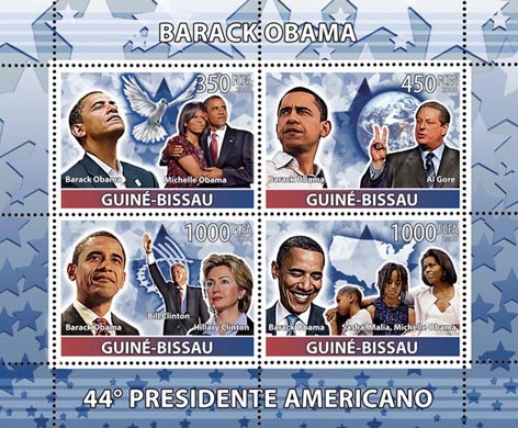 Presidednt Barack Obama 4v - Issue of Guinée-Bissau postage stamps