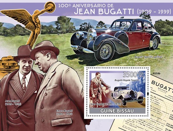Jean Bugatti (1909-1939), Cars - Issue of Guinée-Bissau postage stamps