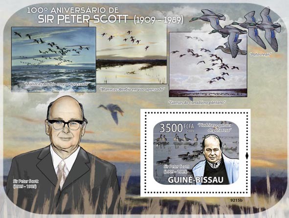 Sir Peter Scott (1909-1989), Birds - Issue of Guinée-Bissau postage stamps