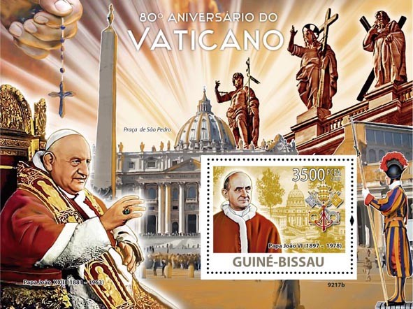 Vatican 80 (Popes) - Issue of Guinée-Bissau postage stamps