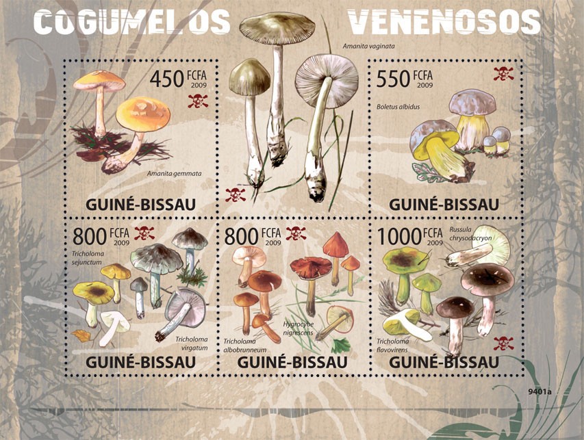 Poison Mushrooms - Issue of Guinée-Bissau postage stamps