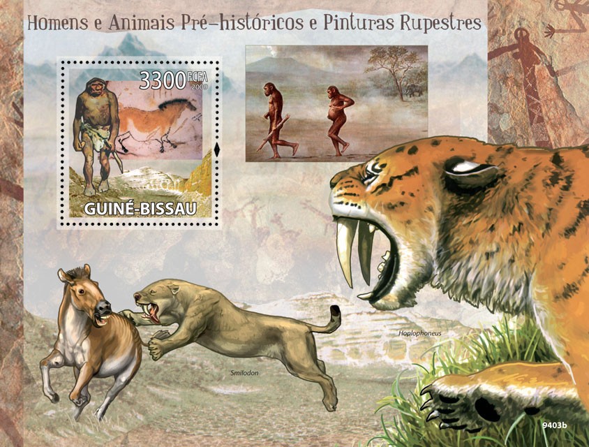 Prehistoric Man, Animals & Cave paintings - Issue of Guinée-Bissau postage stamps