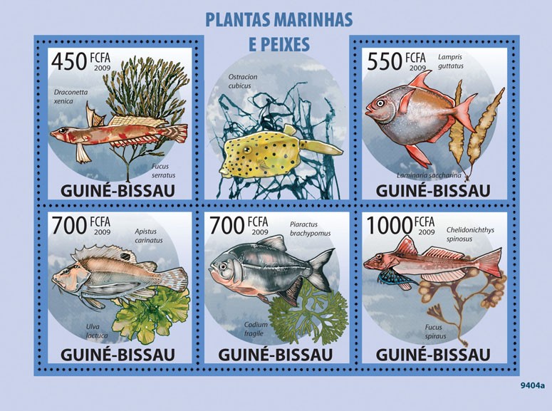 Marine plants & Fishes - Issue of Guinée-Bissau postage stamps