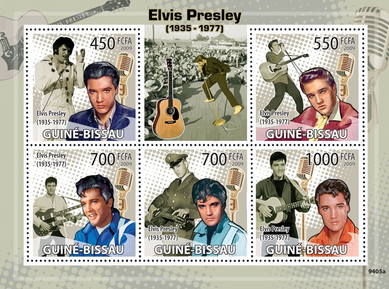 Elvis Aron Presley 1935- 1977  Michel nr. 4285-4289 - Issue of Guinée-Bissau postage stamps