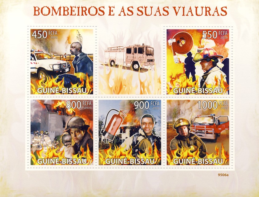 Fire engines & firemen - Issue of Guinée-Bissau postage stamps