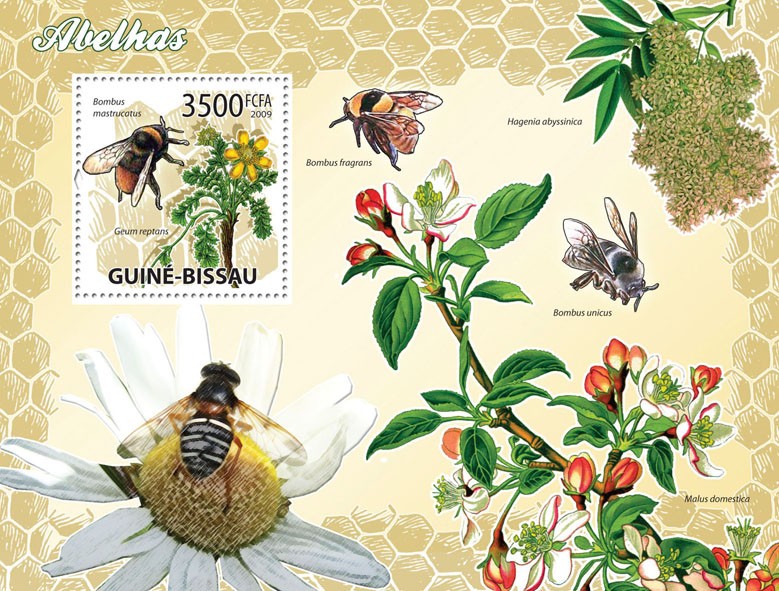 Bees & Flowers - Issue of Guinée-Bissau postage stamps