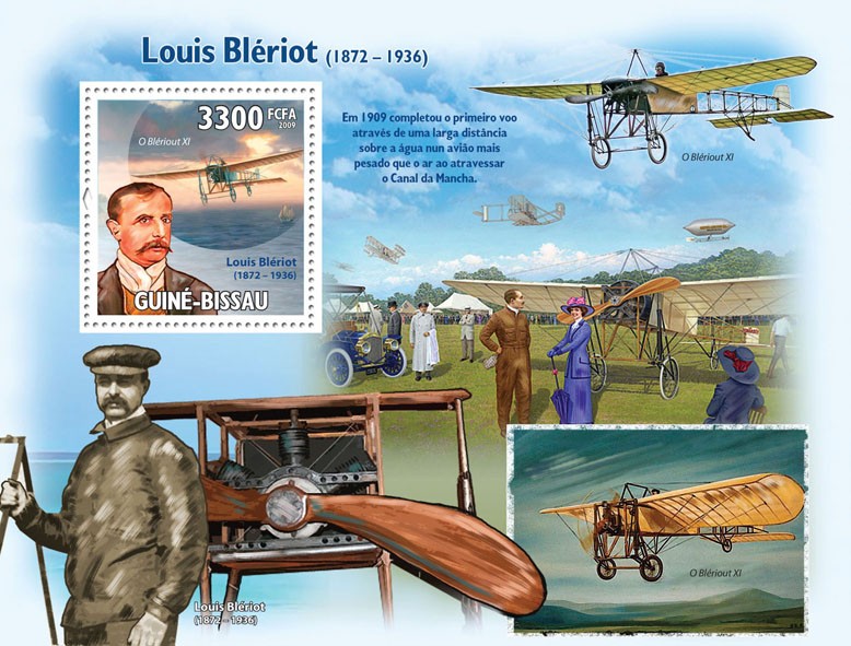 Luis Bleriot ( 1872-1936 ) & Planes - Issue of Guinée-Bissau postage stamps