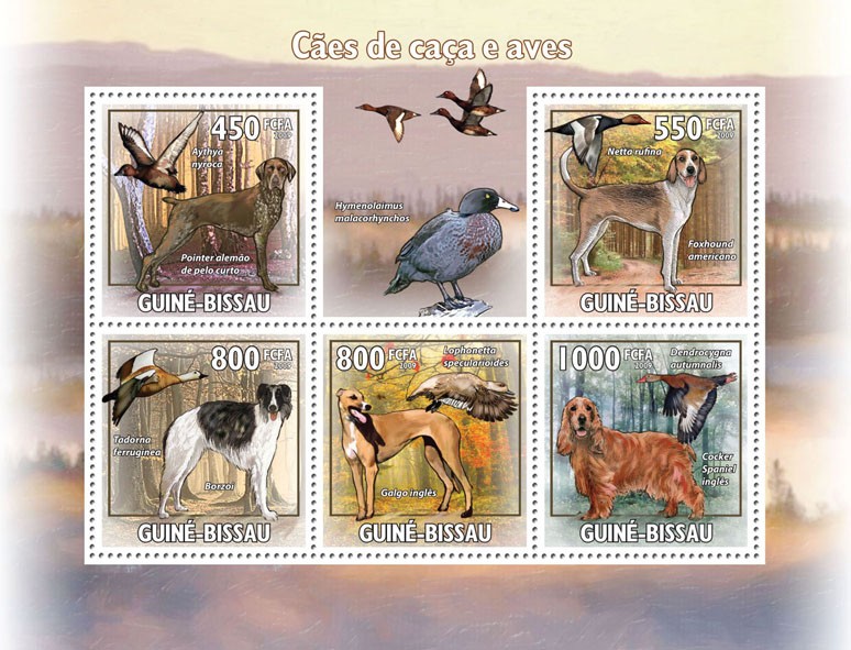 Hunting Dogs & Birds - Issue of Guinée-Bissau postage stamps