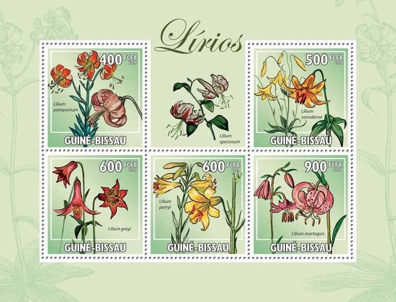 Lilies - Issue of Guinée-Bissau postage stamps