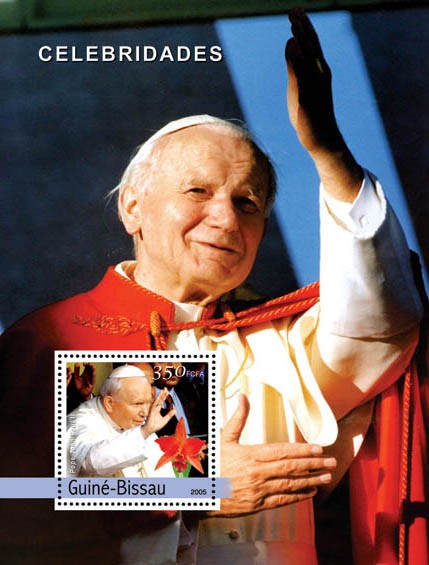 Pope John Paul II & himself - Issue of Guinée-Bissau postage stamps