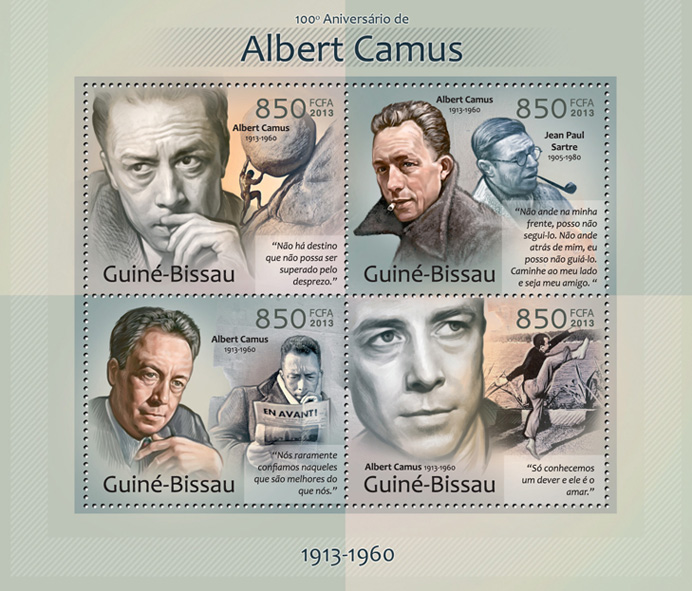Albert Camus - Issue of Guinée-Bissau postage stamps