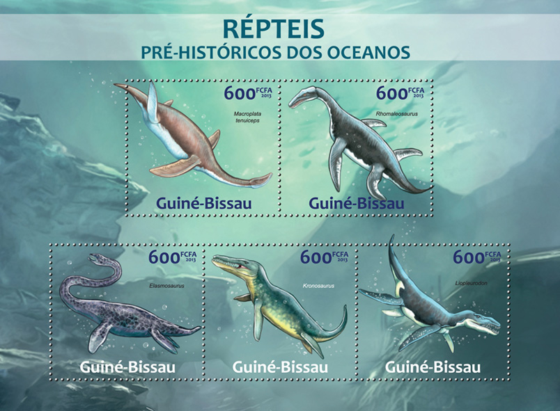 Water dinosaurs - Issue of Guinée-Bissau postage stamps