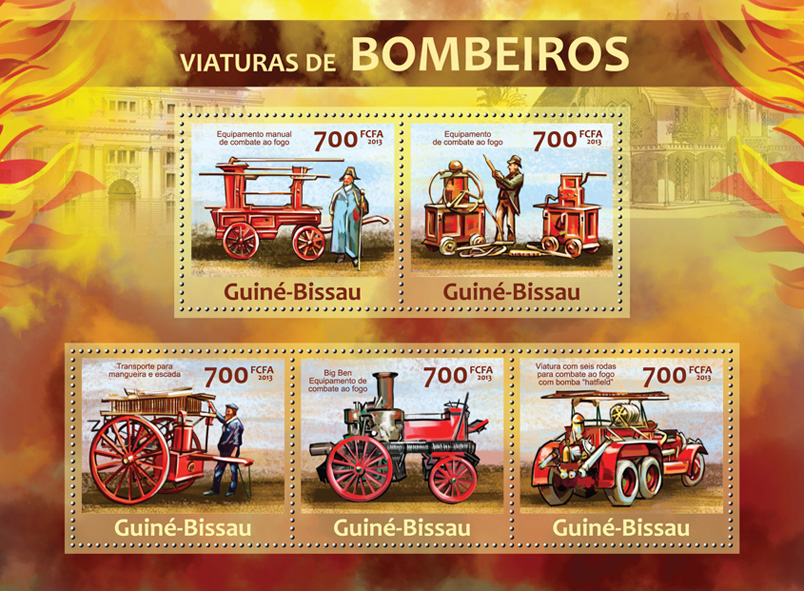 Fire engines - Issue of Guinée-Bissau postage stamps