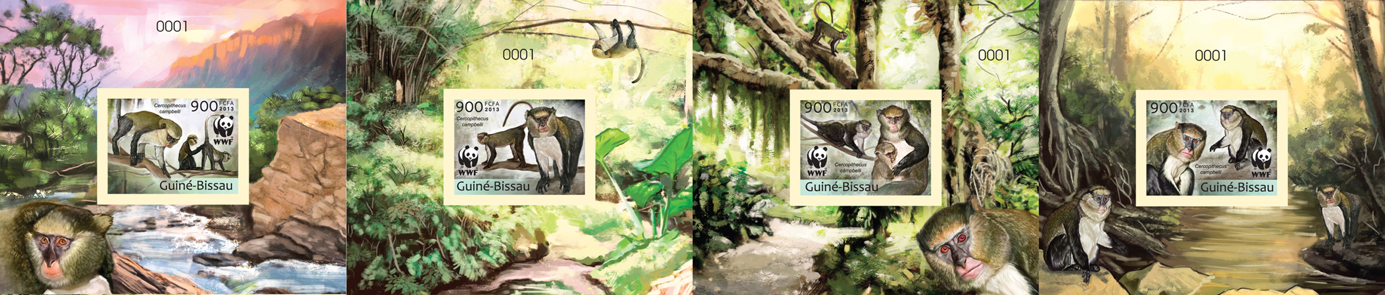 WWF - Monkeys - Issue of Guinée-Bissau postage stamps