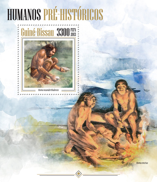 Prehistoric humans - Issue of Guinée-Bissau postage stamps