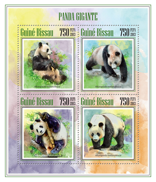 Giant pandas - Issue of Guinée-Bissau postage stamps