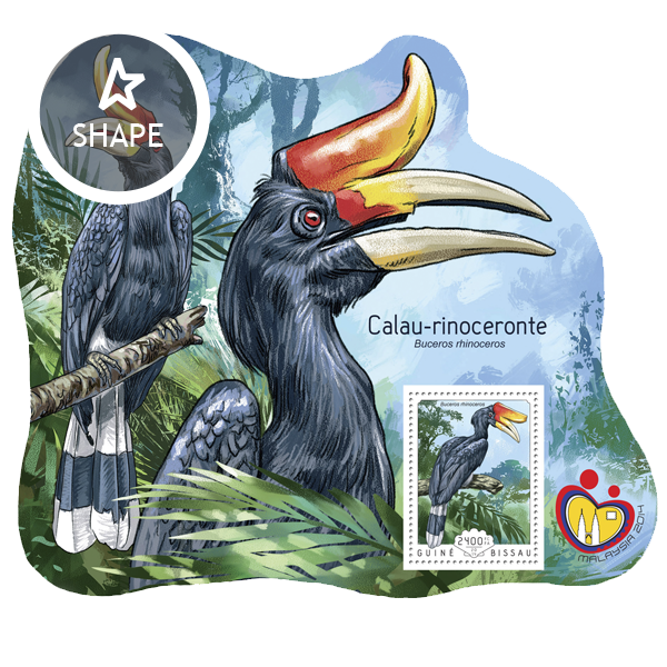 Rhinoceros Hornbill - Issue of Guinée-Bissau postage stamps