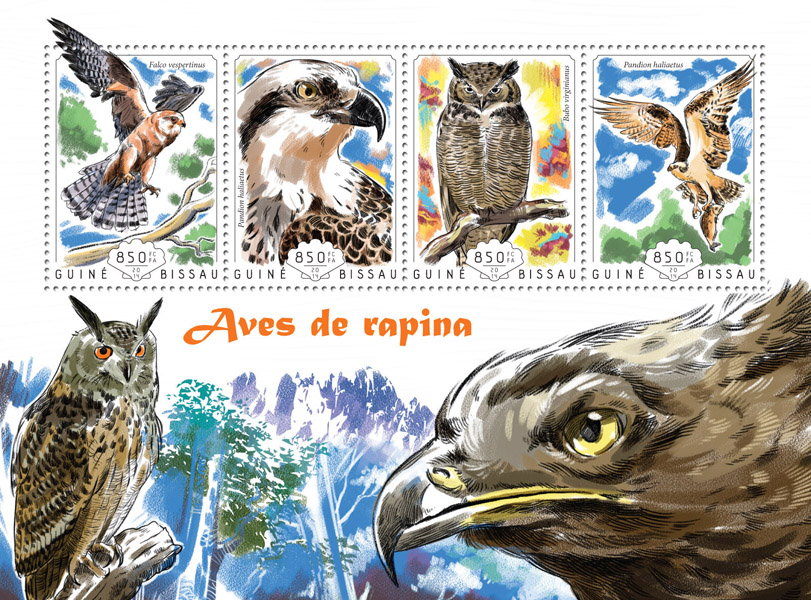 Birds of prey - Issue of Guinée-Bissau postage stamps