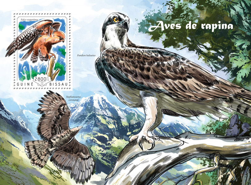 Birds of prey - Issue of Guinée-Bissau postage stamps