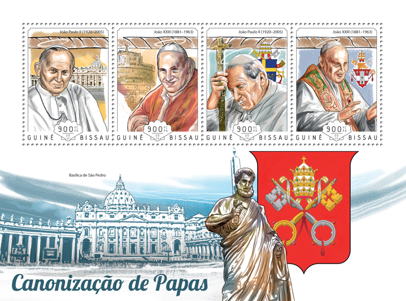The canonisation of Popes - Issue of Guinée-Bissau postage stamps