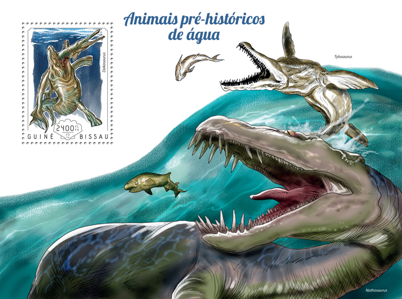Water dinosaurs - Issue of Guinée-Bissau postage stamps