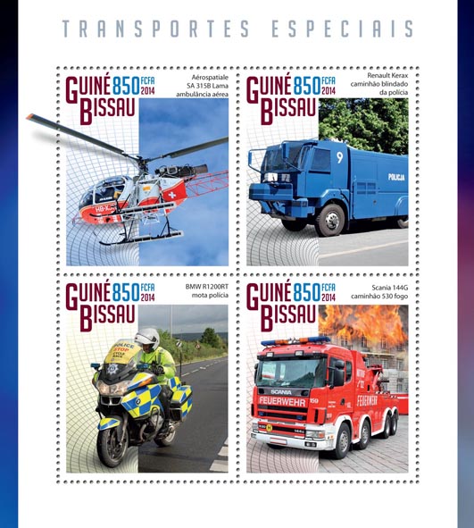 Special transport  - Issue of Guinée-Bissau postage stamps