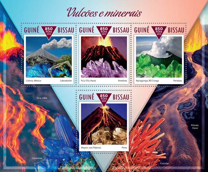 Volcanoes, minerals  - Issue of Guinée-Bissau postage stamps