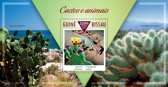 Cactuses and animals - Issue of Guinée-Bissau postage stamps