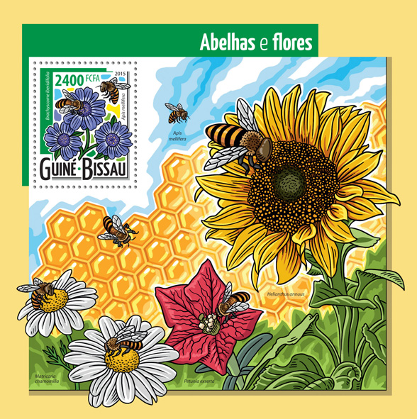 Bees and flowers - Issue of Guinée-Bissau postage stamps